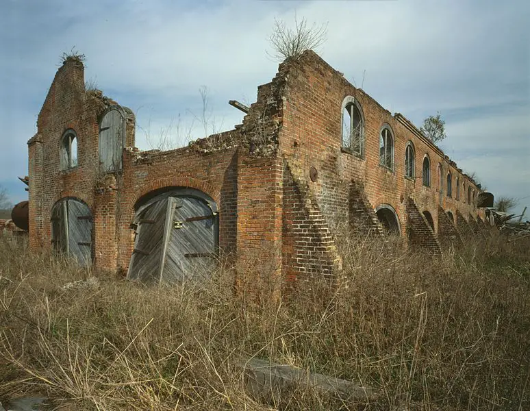 Ruins of a sugar mill at Laurel Valley Plantation in Thibodaux, Louisiana.